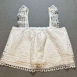 Express white crochet lace swing top XS
